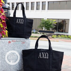 Alpha Chi Omega Sorority Canvas Bag, Embroidered Tote Zipper, Rush Week Bid Day Big Little Gift for Her, Small Medium Large Beach Merch image 10