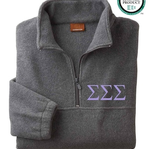 Tri Sigma Jacket Unisex Fit Quarter Zip Fleece Pullover Sweatshirt for Sorority Big Little Bid Day Gift with Embroidered Greek Letters Merch