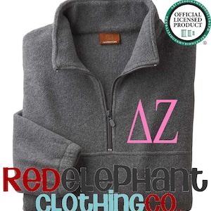 Delta Zeta Jacket Unisex Fit Quarter Zip Fleece Pullover Sweatshirt for Sorority Big Little Bid Day Gift Embroidered Greek DZ Letters Merch