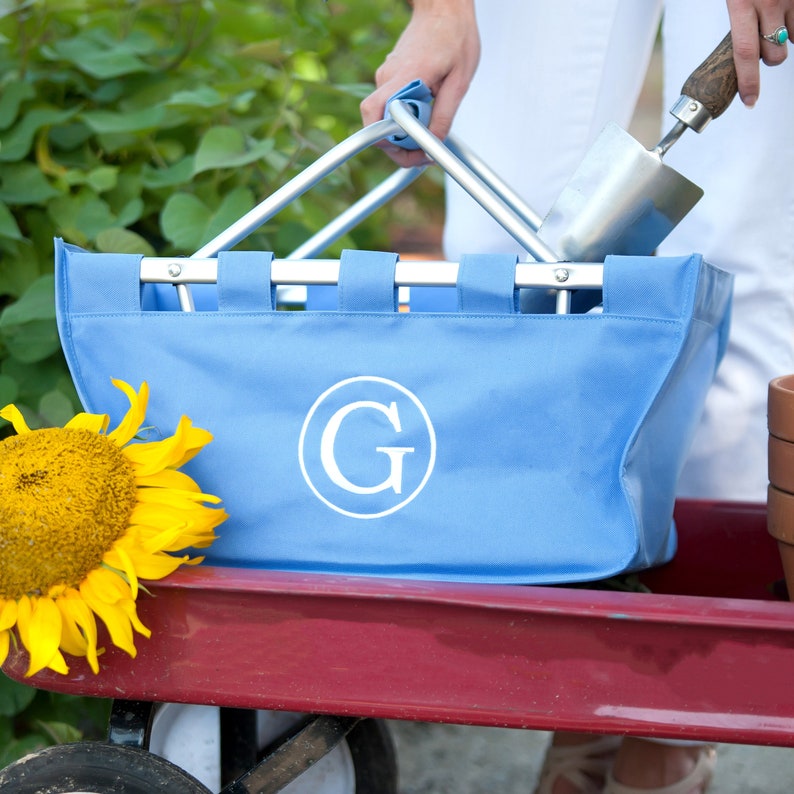 Monogram Market Tote Basket Personalized Hostess Gift Etsy