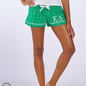 Kappa Delta Boxer Short Flannel Pajama Bottoms Embroidered Sorority Greek Letter, Big Little Reveal Gift for her Under 40, Kay Dee Merch