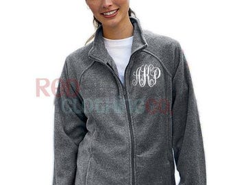 Monogram Full Zip Jacket, Personalized Fleece Fall Clothing, Custom Embroidered Fitted Zip Up Jacket for Ladies Teens, Gift for Her under 50
