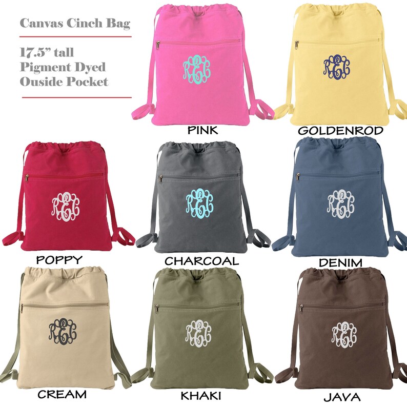 Monogram Cinch Bag Personalized Gym Bag Embroidered School Etsy