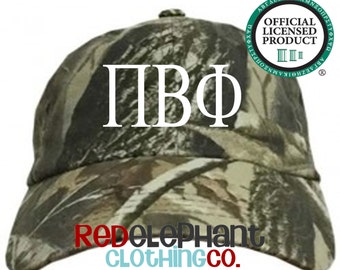 Pi Beta Phi Camo Baseball Hat, Pi Phi Camouflage Cap, Sorority Rush Week Big Little Reveal Gift Embroidered ΠΒΦ Greek Letters Merch