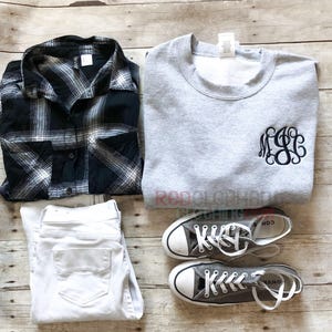 Monogrammed Fall Clothing Sweatshirt, Personalized Crewneck Pullover Long Sleeve Sweater, Custom Unique Gifts Embroidered for Teen Girls