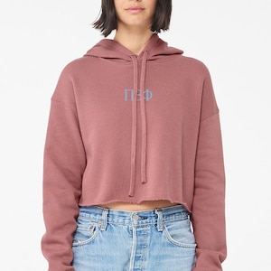 Pi Beta Phi Cropped Hoodie Sweatshirt Crewneck Pullover Embroidered Greek Letter Pi Phi Merch Sorority Crop Top Clothing Big Little Gift