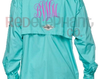 Monogram Fishing Shirt, Columbia PFG, Personalized Bridesmaids Gift, Womens Fishing Shirt, Preppy Swimsuit Cover Up, Monogram Beach Cover Up