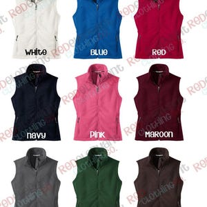 Monogram Fleece Vest for Women, Monogrammed White Vest, Personalized Vest for Women, Bridesmaid Gift, Personalized Full Zip Fleece Ladies image 3