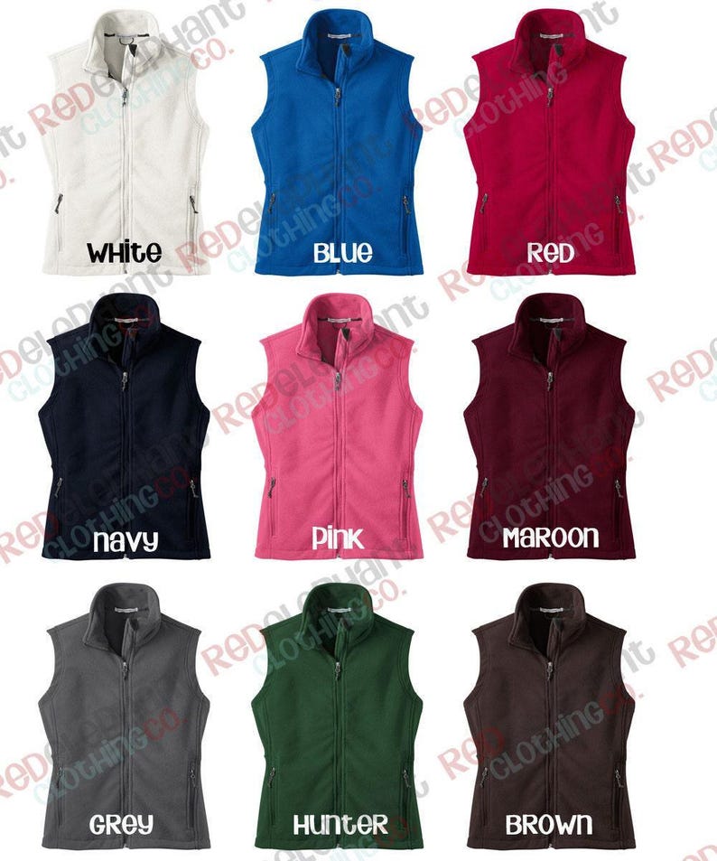 Monogram Fleece Vest for Women, Monogrammed White Vest, Personalized Vest for Women, Bridesmaid Gift, Personalized Full Zip Fleece Ladies image 3