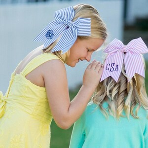 Monogram Hairbow, Monogram Large Bow, Monogram Cheer Bow, Personalized HairBow, Embroidered Hair Bow, Monogram Mint Bow, Preppy Hairbow image 5