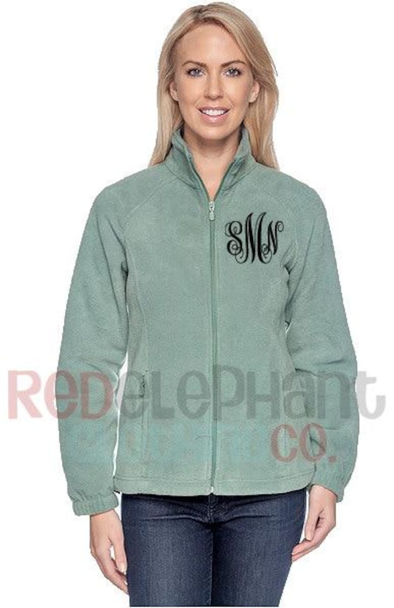 Monogrammed Full Zip Fleece Jacket, Fall Clothing Personalized Custom Embroidered Zip Up Fitted Jacket for Ladies, Gifts for Her Under 50 image 10