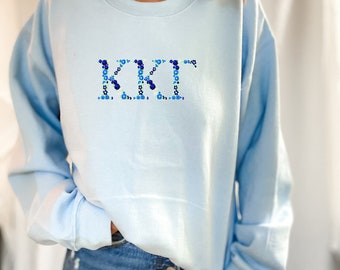 Kappa Kappa Gamma Embroidered Sweatshirt, KG Crew Neck Pullover Sorority Greek Letters Merch, Rush Bid Day Clothing Big Little Gift, Kay Dee