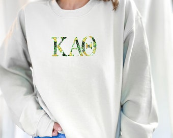 Kappa Alpha Theta Embroidered Sweatshirt, Theta Crew Neck Pullover Sorority Greek Letters Merch, Rush Bid Day Clothing Big Little Gift