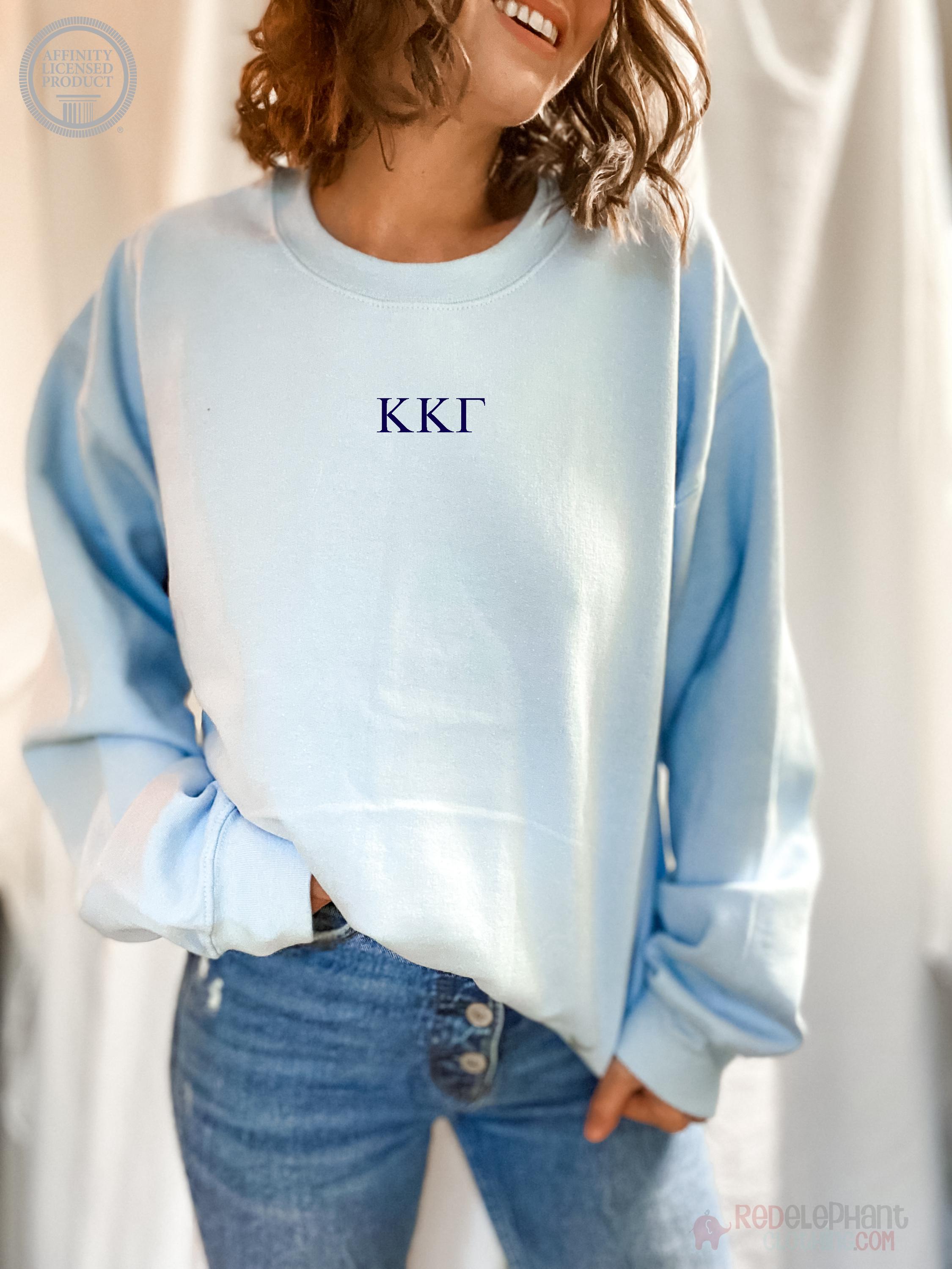 Kappa Kappa Gamma Embroidered Sweatshirt, KKG Crew Neck Pullover Sorority Greek Letters Merch, Rush Bid Day Clothing Big Little Reveal Gifts