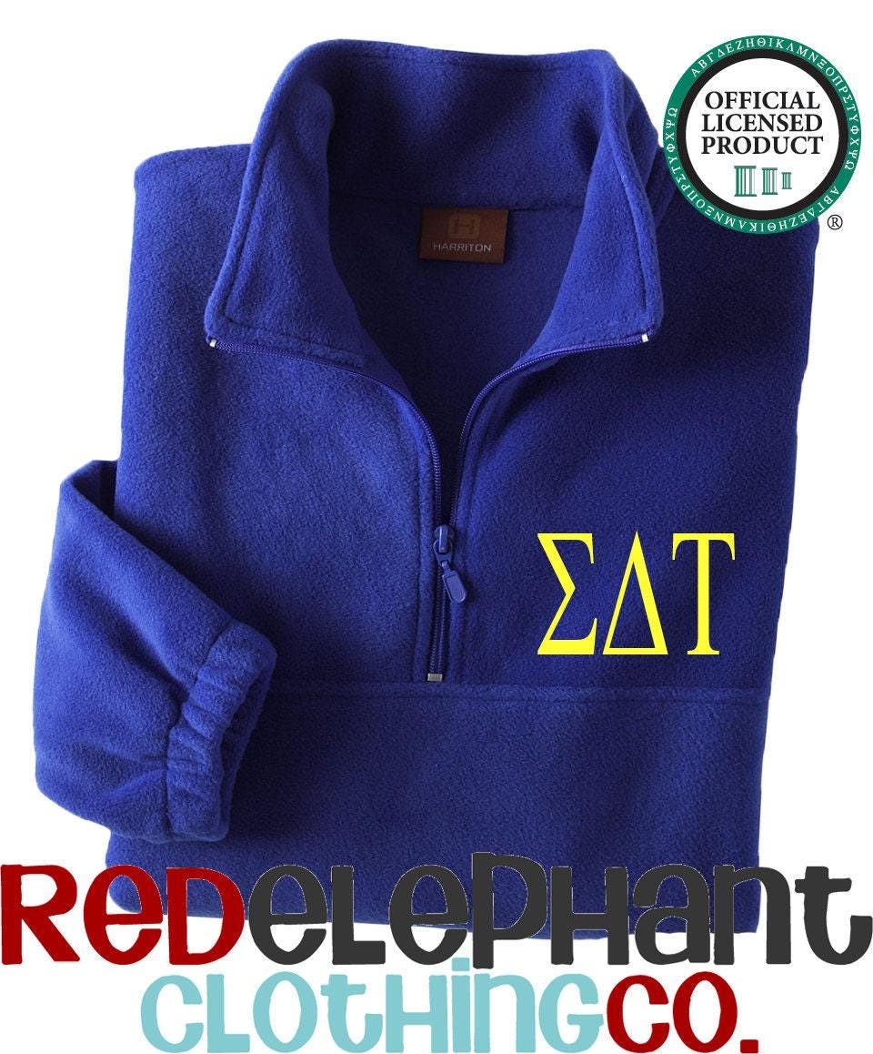 Sigma Delta Tau Jacket Unisex Fit Quarter Zip Fleece Pullover Sweatshirt, Sorority Big Little Bid Day Gift Embroidered Greek Letters Merch