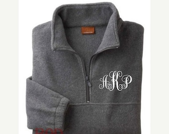 Monogrammed Pullover Quarter Zip Fleece Jacket, Personalized Fall Clothing Half Zip Up Sweater, UNISEX Sweatshirt, Gift for Her, Teen Girls