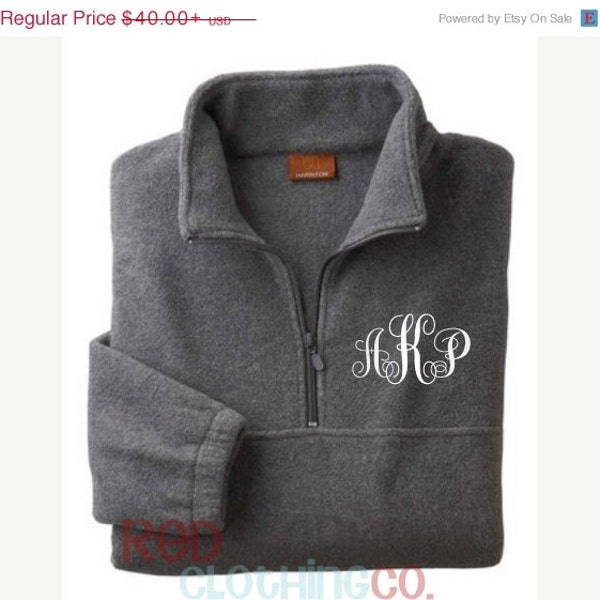 Monogrammed Pullover Quarter Zip Fleece Jacket, Personalized Fall Clothing Half Zip Up Sweater, UNISEX Sweatshirt, Gift for Her, Teen Girls