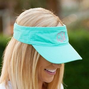 Monogrammed Sun Visor, Embroidered Baseball Hat, Personalized Bridesmaid Gift, Running Visor Cap for Women, Custom Low Profile Fit Accessory Mint Visor