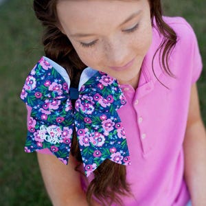 Monogram Hairbow, Monogram Large Bow, Monogram Cheer Bow, Personalized HairBow, Embroidered Hair Bow, Monogram Mint Bow, Preppy Hairbow image 8