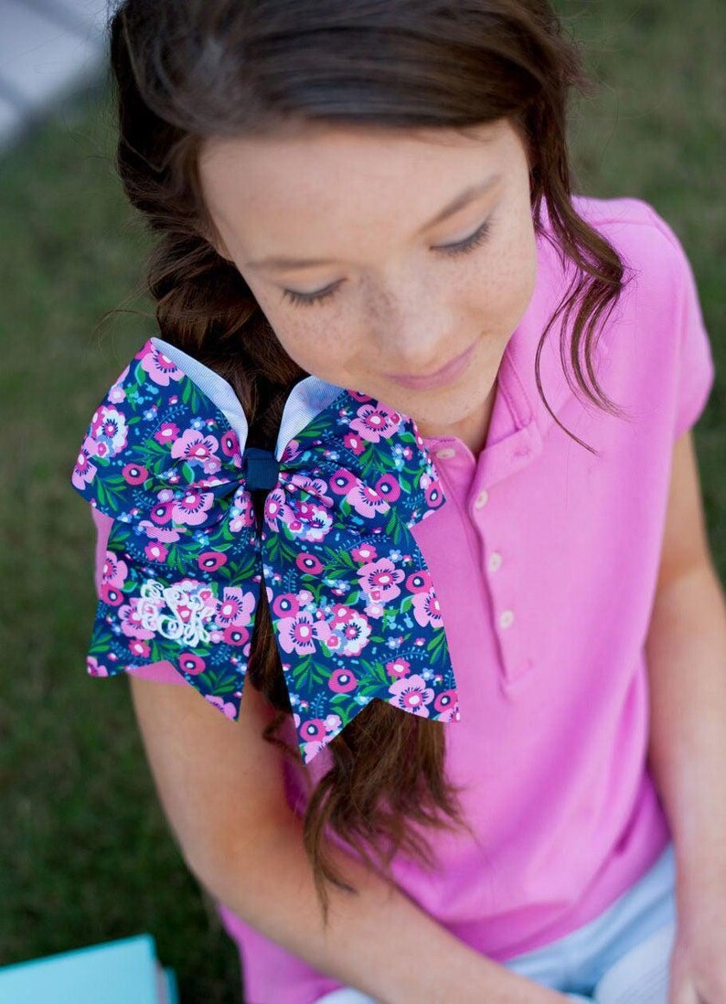 Monogram Hairbow, Monogram Large Bow, Monogram Cheer Bow, Personalized HairBow, Embroidered Hair Bow, Monogram Mint Bow, Preppy Hairbow image 8