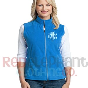 Monogram Fleece Vest for Women, Monogrammed White Vest, Personalized Vest for Women, Bridesmaid Gift, Personalized Full Zip Fleece Ladies image 2