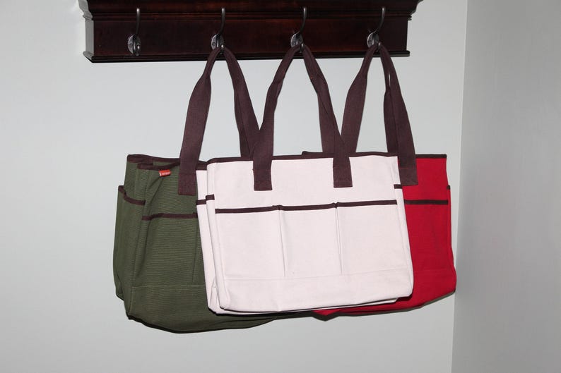 Monogram Organizer Tote Bag, Personalized Hostess Gift, Embroidered Collapsible Utility Garden Tool Carry All, Teacher, Nurse, Car Organizer imagem 7