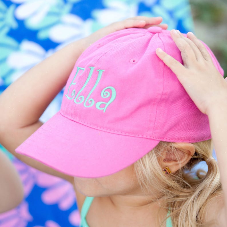Monogram Toddler Hat, Personalized Baseball Cap for Children, Birthday Gift for Kids, Summer Hat for Toddlers, Camo Ball Cap, Kids Beach Hat Solid Pink