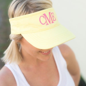 Monogrammed Sun Visor, Embroidered Baseball Hat, Personalized Bridesmaid Gift, Running Visor Cap for Women, Custom Low Profile Fit Accessory Yellow Visor