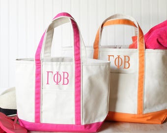 Sac en toile de la sororité Gamma Phi Beta, cabas brodé avec fermeture éclair, cadeaux Big Little pour la semaine d'intégration, articles de plage (petits, moyens et grands)