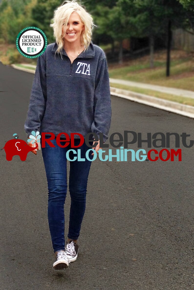 Alpha Delta Pi Jacket Unisex Fit Quarter Zip Fleece Pullover Sweatshirt for Sorority Big Little Bid Day Gift Embroidered Greek Letters Merch image 4