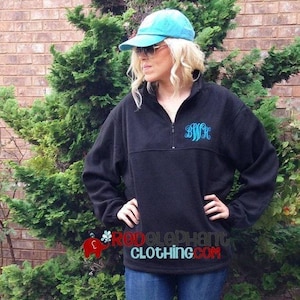 Monogram Fleece Pullover, Personalized Monogram Sweatshirt, Oversized Sweater for Women,Fleece Sweater, Custom Half-Zip Jacket, Adult UNISEX image 8