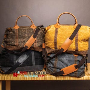 Personalized Weekender Bag Mens Waxed Canvas Duffel Overnight Travel Luggage, Embroidered Duffel Carry On Tote, Graduation, Retirement Gift imagem 8