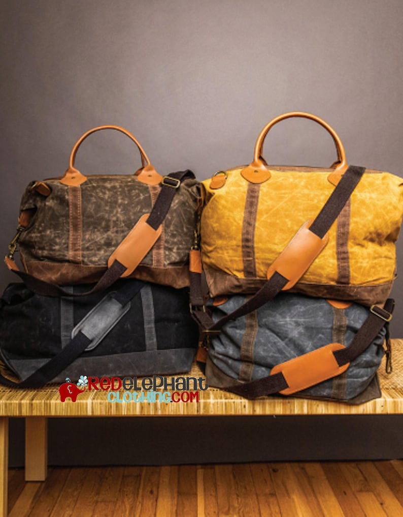 Personalized Weekender Bag Mens Waxed Canvas Duffel Overnight Travel Luggage, Embroidered Duffel Carry On Tote, Graduation, Retirement Gift imagem 8