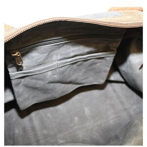 Personalized Weekender Bag Mens Waxed Canvas Duffel Overnight Travel Luggage, Embroidered Duffel Carry On Tote, Graduation, Retirement Gift imagem 11