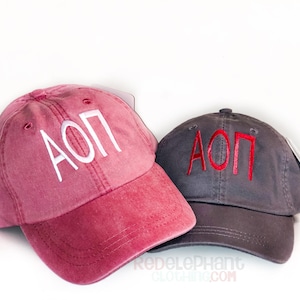 Alpha Omicron Pi Hat, Low Profile Sorority Baseball Cap, Rush Week Bid Day Big Little Sister Reveal Gifts, Embroidered Greek AOPii Merch