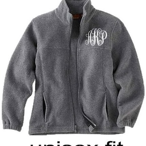 Monogrammed Full Zip Jacket, Monogrammed Fleece Jacket, Personalized Jacket for Kids or Adults in Unisex Fit for Men, Ladies, Boys and Girls image 1