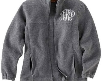 Monogrammed Full Zip Jacket, Monogrammed Fleece Jacket, Personalized Jacket for Kids or Adults in Unisex Fit for Men, Ladies, Boys and Girls