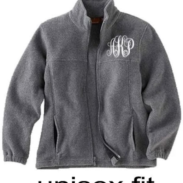 Monogrammed Full Zip Jacket, Monogrammed Fleece Jacket, Personalized Jacket for Kids or Adults in Unisex Fit for Men, Ladies, Boys and Girls