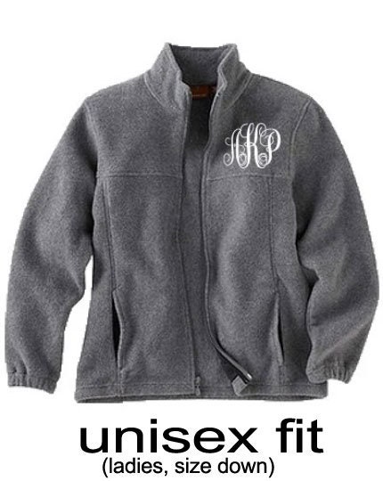 Monogrammed Full Zip Jacket, Monogrammed Fleece Jacket, Personalized Jacket for Kids or Adults in Unisex Fit for Men, Ladies, Boys and Girls
