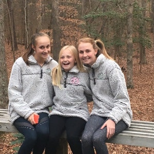 Monogram Sherpa Pullover Jacket, Personalized Quarter Zip Frosted Sherpa Fleece Jacket for Kids, Teens, and Adults in Unisex Fit Outerwear image 8
