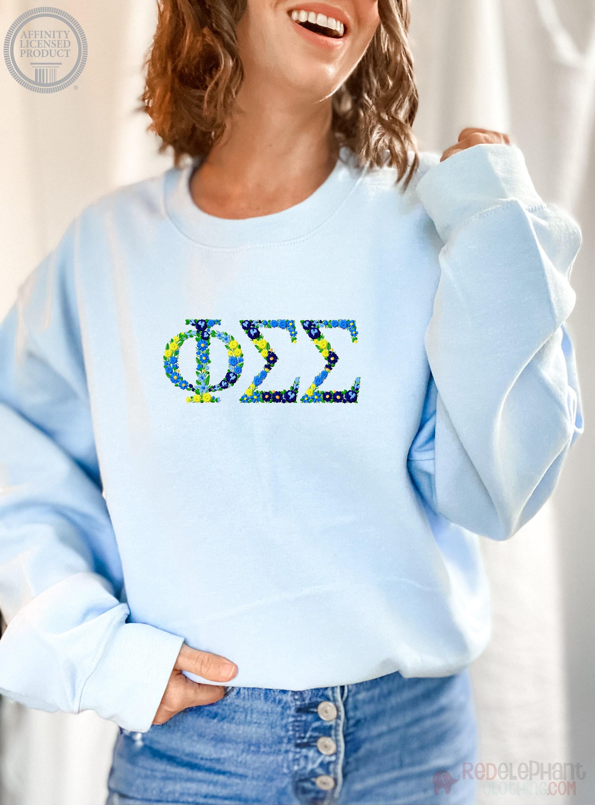 Phi Sigma Sigma Embroidered Sweatshirt, Phi Sig Crew Neck Pullover - Main Image