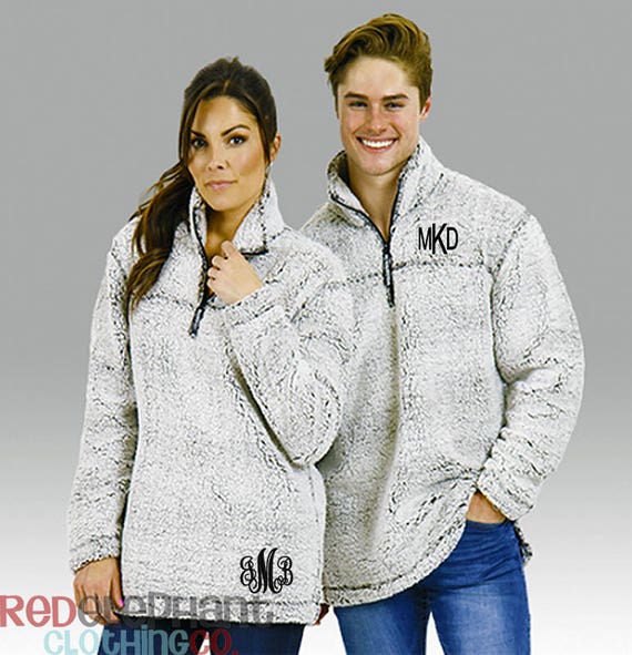 Monogram Sherpa Pullover Jacket Personalized Quarter Zip - Etsy