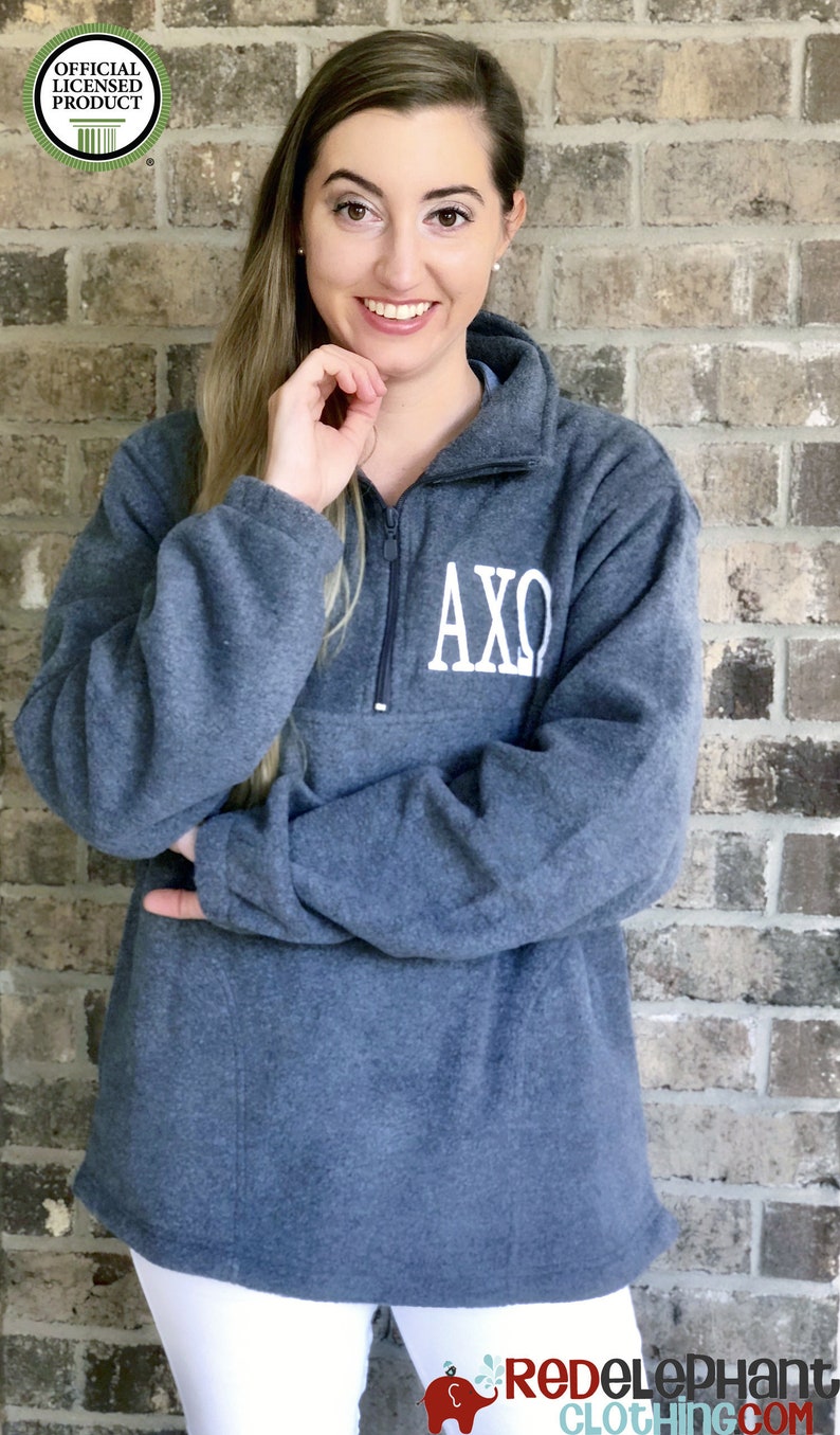 Alpha Delta Pi Jacket Unisex Fit Quarter Zip Fleece Pullover Sweatshirt for Sorority Big Little Bid Day Gift Embroidered Greek Letters Merch image 5