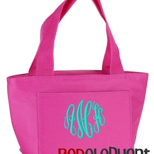 Monogram Lunchbox, Embroidered Preppy Lunch Bag, Personalized Bachelorette Mini Insulated Cooler Tote Bag, Soft Sided Meal Prep Lunch boxes