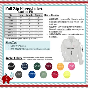 Monogrammed Full Zip Fleece Jacket, Fall Clothing Personalized Custom Embroidered Zip Up Fitted Jacket for Ladies, Gifts for Her Under 50 image 2