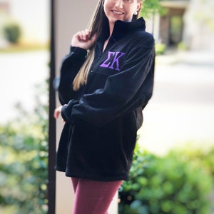 Alpha Delta Pi Jacket Unisex Fit Quarter Zip Fleece Pullover Sweatshirt for Sorority Big Little Bid Day Gift Embroidered Greek Letters Merch image 6