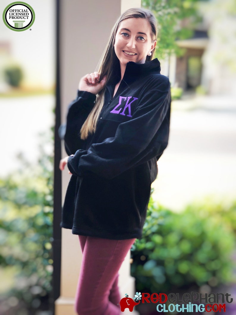 Alpha Delta Pi Jacket Unisex Fit Quarter Zip Fleece Pullover Sweatshirt for Sorority Big Little Bid Day Gift Embroidered Greek Letters Merch image 6