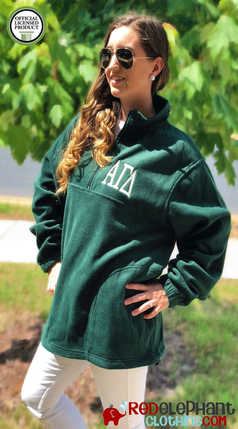 Alpha Delta Pi Jacket Unisex Fit Quarter Zip Fleece Pullover Sweatshirt for Sorority Big Little Bid Day Gift Embroidered Greek Letters Merch image 10