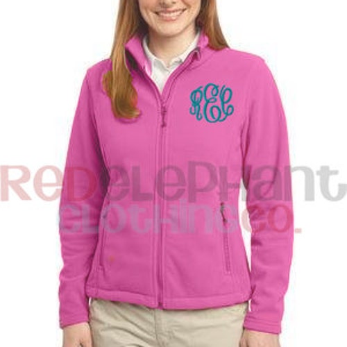 Monogram Full Zip Jacket Personalized Fleece Jacket Custom Etsy