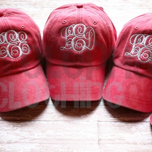 Monogrammed Baseball Hat Personalized Custom Embroidered Cap Bridesmaid Wedding Gifts for Her Under 30 in Adult Women Low Profile or Youth
